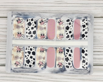 Moo cow nail wraps, nail polish wraps, 100% nail polish stickers, nail polish strips, nail decals, nail art, cow nail wraps, nail strips
