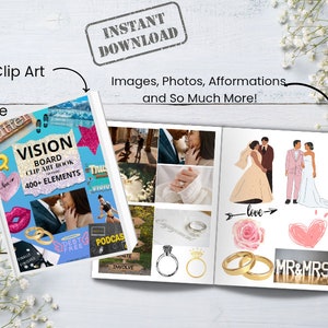 Vision Board Printables | Dream Board Kit | Vision Board Kit Printable | Vision Board with Affirmations, Abundance Checks, Mainfesting