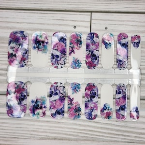 Sugar Skulls nail polish wraps, nail polish stickers, nail strips, nail polish strips, nail decals, flower nail wraps, halloween nail wraps