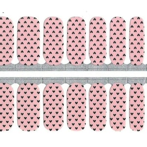 Pink Hearts nail wraps, 100% nail polish stickers, nail polish strips, valentine day nails, valentines 14th, nail art, pink nail decals