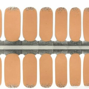 Peach Glitter nail polish wraps, 100% nail polish stickers, nail polish strips, nail decals, nail art, sparkle nails, glitter nails,  #1419