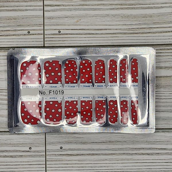 Red Polka Dot Toenail Polish Strips: Summer Pedicure Nail Decals