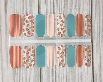 Pumpkin Spice nail polish wraps, nail polish stickers, nail strips, nail polish strips, nail decals,   pumpkin nail wraps, fall nail wraps