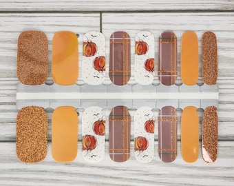 Pumpkin Patch nail polish wraps, nail polish stickers, nail strips, nail polish strips, nail decals,   pumpkin nail wraps, fall nail wraps