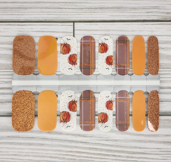 Pumpkin Patch nail polish wraps, nail polish stickers, nail strips, nail polish strips, nail decals,   pumpkin nail wraps, fall nail wraps
