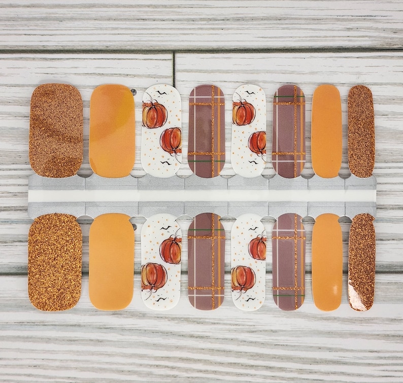 Pumpkin Patch nail polish wraps, nail polish stickers, nail strips, nail polish strips, nail decals, pumpkin nail wraps, fall nail wraps bild 1