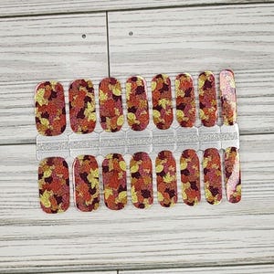 Fall glitter nail polish wraps, nail polish stickers, nail strips, nail polish strips, nail decal, fall leaves nail wraps, autumn nail wraps
