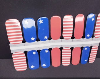 Red White Blue Nail Polish Strips: Patriotic Nail Wraps