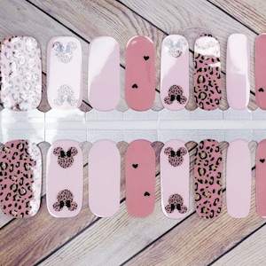 Leopard Minnie nail wraps, 100% nail polish stickers, nail polish strips, nail decals, nail art, disney nails, nail wraps, nail strips