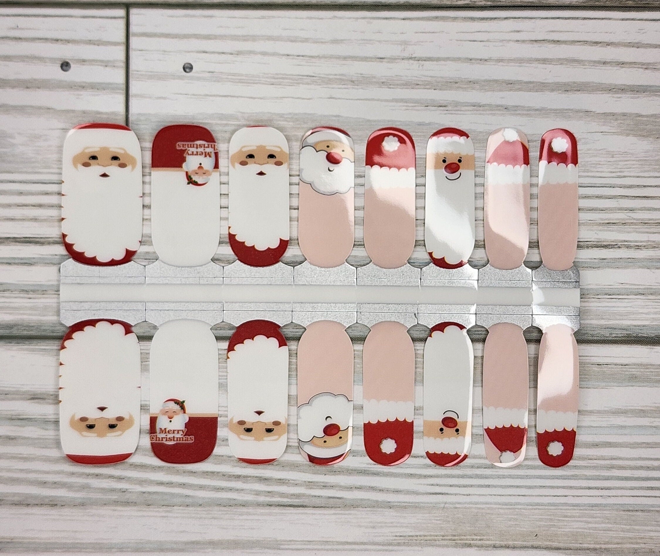 Santa Nail Polish Strips: Holiday Glitter Nail Art