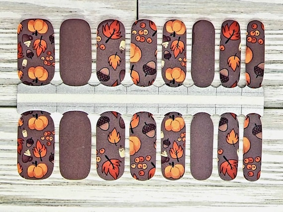 Fall nail polish wraps, nail polish stickers, nail strips, nail polish strips, nail decals, fall leaves nail wraps, autumn nail wraps
