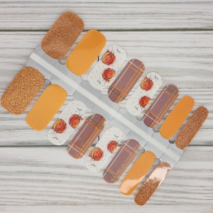 Pumpkin Patch nail polish wraps, nail polish stickers, nail strips, nail polish strips, nail decals, pumpkin nail wraps, fall nail wraps bild 2