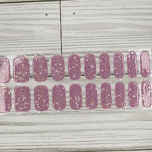 Pink Glitter Semi Cured Gel Nail Polish Strips