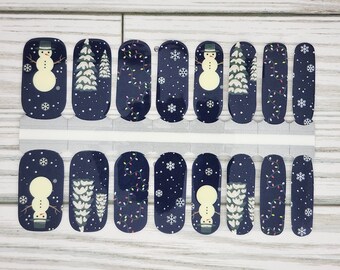 Navy Snowflake Nail Polish Strips: Holiday Nail Art Decals