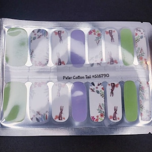 Peter Cotton tail nail wraps, Easter nails, 100% nail polish stickers, nail polish strips, nail decals, nail art, bunny nails, #s16790