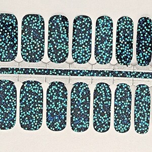 Teal glitter nail polish wraps, nail polish stickers, nail strips, nail decals, nail art, nail polish strip, glitter nail wraps, teal nails