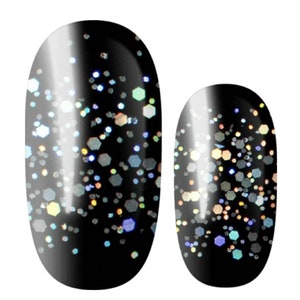Black Glitter nail polish wraps, nail polish stickers, nail polish strips, nail strip, nail decals, nail art, glitter nails, black nail 1414