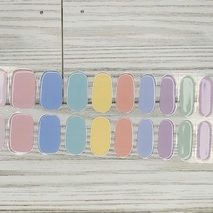 Easter pastel semi cured gel Nails, 100% nail polish stickers, nail strips, nail decals, easter, holiday nail, nail polish strips
