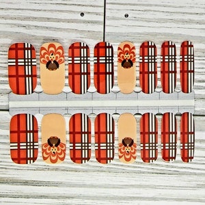 Turkey plaid nail polish wraps, nail polish stickers, nail strips, nail polish strips, nail decals,   nail wraps, fall nail wrap, fall nails