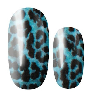Turquoise Leopard nail wraps, 100% nail polish stickers, nail polish strips, nail decals, nail art, nail strips, nail stickers, gifts #1407