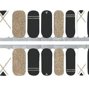 Classy Black nail polish wraps, 100% nail polish stickers, nail polish strips, nail decals, nail art, gold nails, black naiks, #S1612