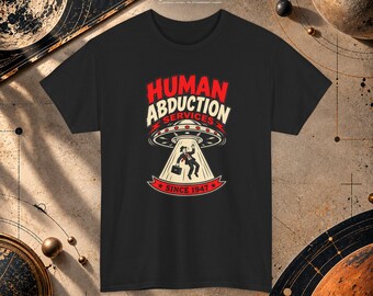 Human Abduction UFO Graphic T-Shirt | Alien Spaceship Design