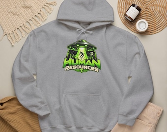 Hoodie met buitenaardse ontvoering en thema voor personeelszaken | UFO-trui met ronde hals