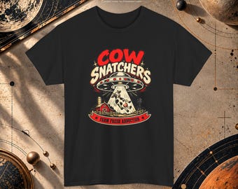 Cow Snatchers UFO Abduction Tee | Retro Alien Farm Graphic Shirt