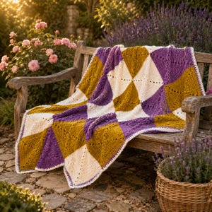 Crochet Harlequin Blanket Pattern PDF | Diamond Patchwork Afghan Crochet Pattern | Cozy Throw Tutorial | Instant Digital Download