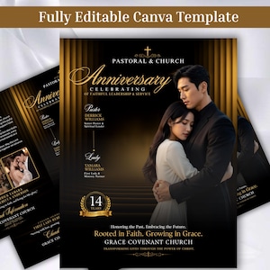 Pastoral Anniversary Flyer Template Editable Canva | Church Anniversary Program | Pastor Appreciation Flyer