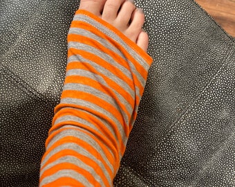 Arm or Leg Cast Cover-  orange grey stripe