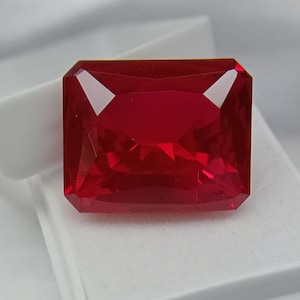 VVS Mogok Echter roter Rubin im Smaragdschliff, 28-30 ct, natürlicher, zertifizierter, loser Edelstein, ideal für Anhänger und Halsketten, AAA-Edelstein AB059