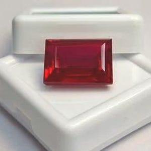 Rubí rojo Mogok Pigeon natural de talla baguette, 12,20 ct, certificado, impecable. Piedra preciosa suelta ideal para la fabricación de joyas. Calidad superior GB015.