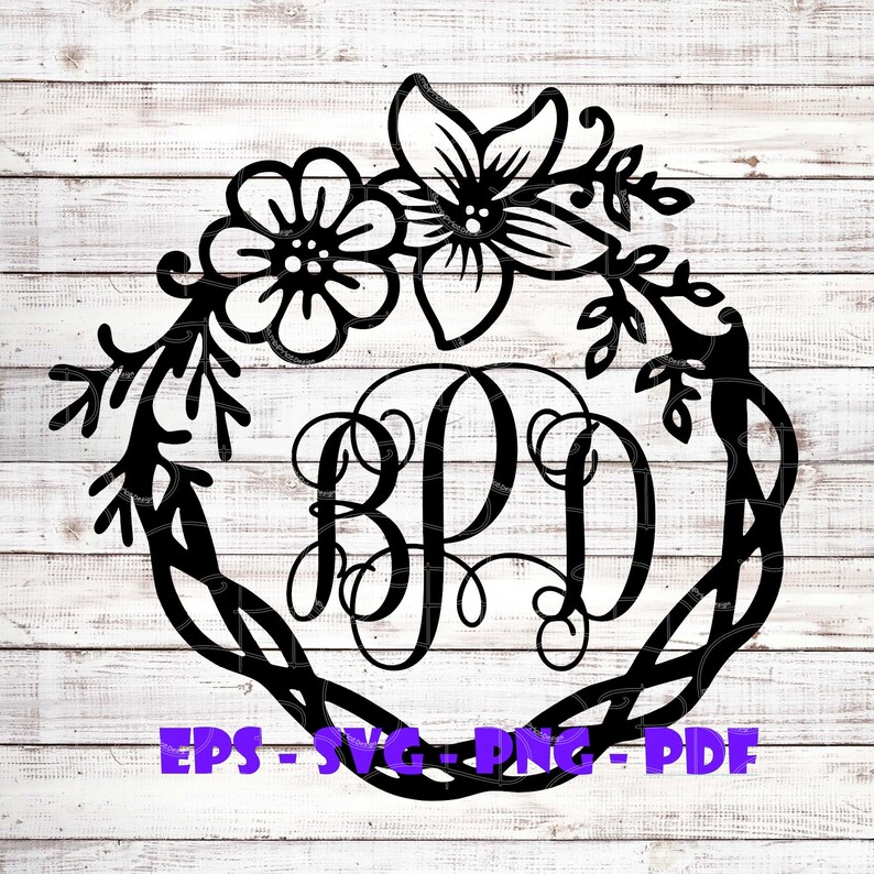 Download Grapevine floral wreath monogram SVG pillow decor tee ...