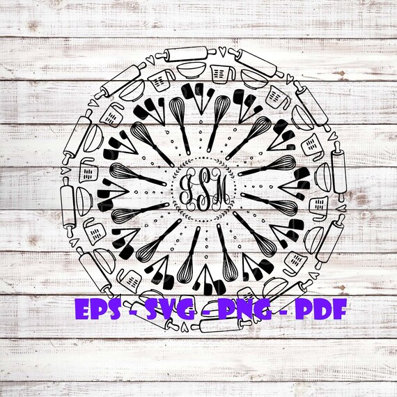 Download Baker Mandala Svg Monogram Whisks Love Baking Housewarming Svg Etsy