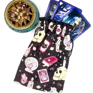 Tarot Bag, Tarot Crystal Ball Print Bag, Drawstring Pouch, Drawstring Pouch, Tarot Deck Pouch