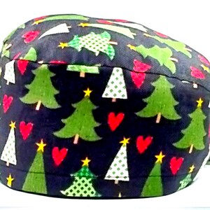 Scrub Cap, Christmas Tree Scrub Cap, Christmas Print Surgical Cap, Christmas Scrub Cap