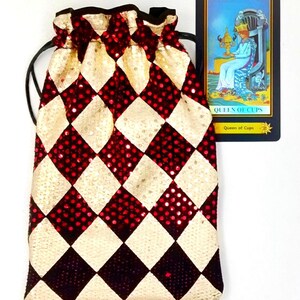 Tarot Bag,  Harlequin Print Tarot Bag, Tarot Card Pouch, Limited Edition