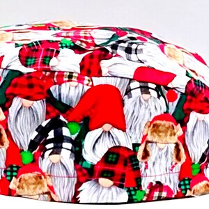 Scrub Cap, Lumberjack Gnomes Print Scrub Cap, Lumberjack Gnomes Print Surgical Cap, Winter Gnomes Scrub Cap