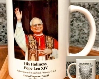 Pope Leo XIV Prayer Mug, Pope Leo XIV Ceramic Mug, Catholic Coffee Mug, Pope Leo XIV Gift, Catholic Gift, Father's Day Gift