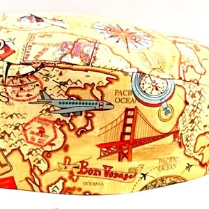 Scrub Cap, Foreign Bon Voyage Print Scrub Cap, Travel Scrub Cap, Vacation Scrub Cap