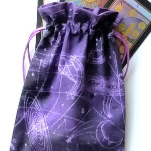 Tarot Bag, Celestial Print Tarot Bag, Tarot Card Pouch, Drawstring Pouch, Crystal Pouch, Tarot Deck Pouch