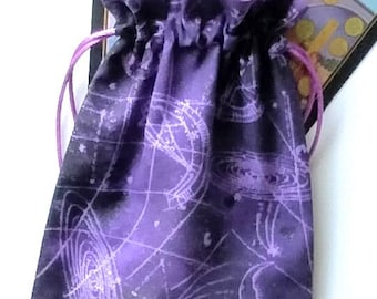 Tarot Bag, Celestial Print Tarot Bag, Tarot Card Pouch, Drawstring Pouch, Crystal Pouch, Tarot Deck Pouch