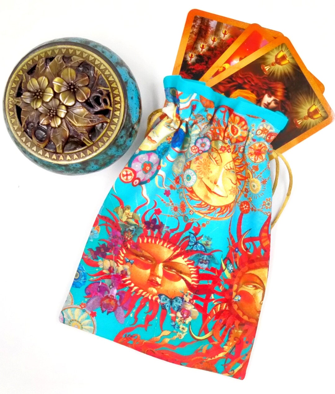 Tarot Bag, Tarot Sun Moon Bag, Tarot Drawstring Pouch, Crystal Pouch ...