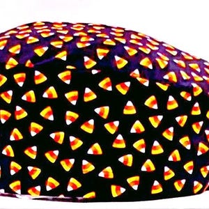 Scrub Cap, Halloween Scrub Cap, Candy Corn Print Scrub Cap