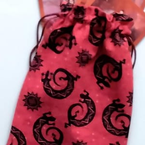 Tarot Bag, Kokopelli Print Tarot Bag, Tarot Pouch, Tarot Drawstring Pouch, Crystal Pouch, Tarot Deck Bag, Tarot Deck Pouch,