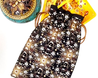Tarot Bag, Tarot Card Moon Print Bag, Tarot Card Pouch, Tarot Card Drawstring Pouch, Tarot Deck Bag, Tarot Deck Pouch
