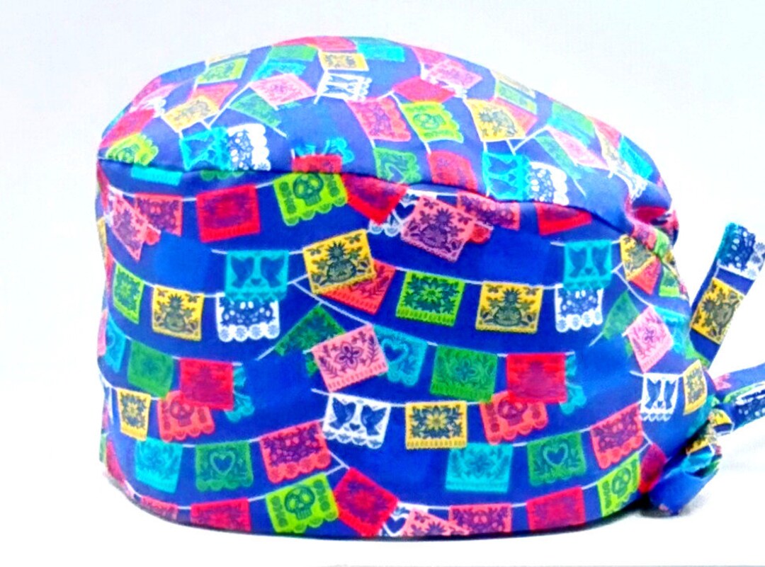Scrub Cap, Mexican Scrub Cap, Papel Picado Scrub Cap, Mexican Folk Art