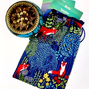 Sac de tarot, Sac de tarot Le renard dans la forêt, Pochette à cordon, Pochette en cristal, Pochette de jeu de tarot