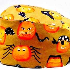 Halloween Scrub Cap, Pumpkin Faces Scrub Cap